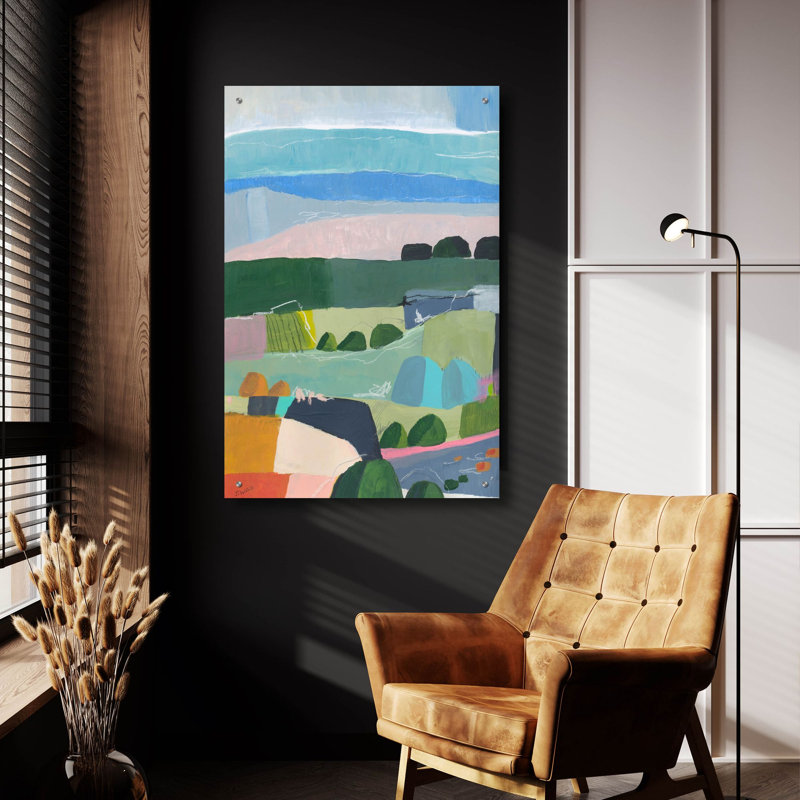 «The Pink Beach» par Jan Weiss, art mural en verre acrylique, H 36 po x l 24 po x P 0,2 po