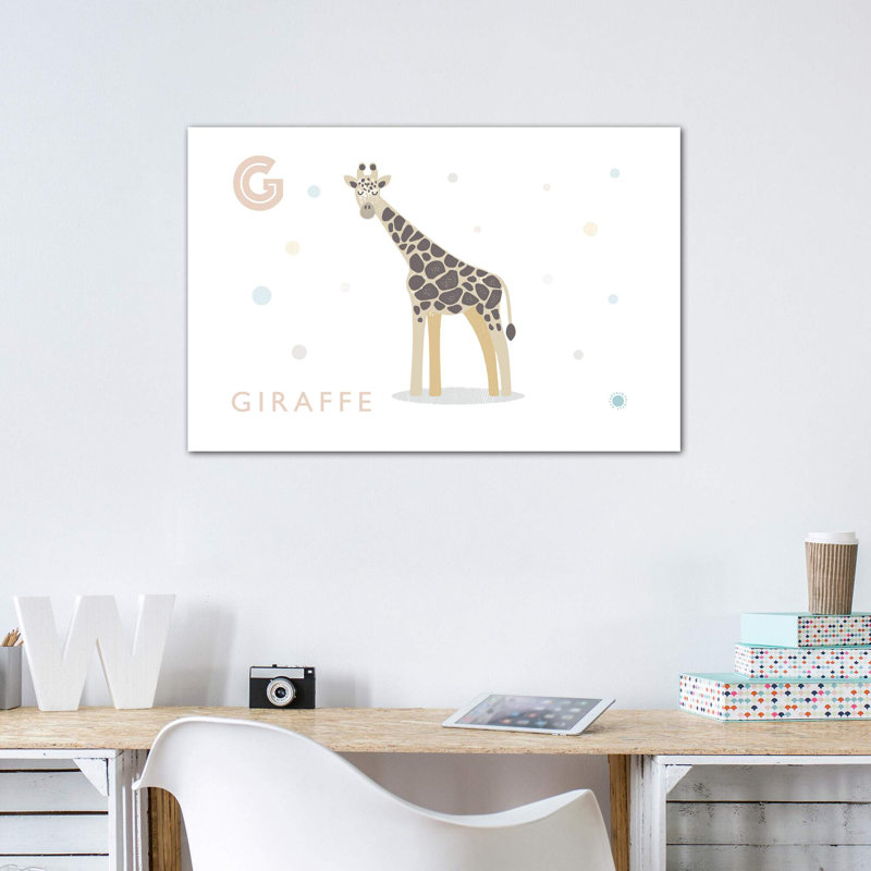 Girafe - impression d'art graphique, Toile tendue, Pas de tapis, H 40 po x l 60 po x 1,5 po