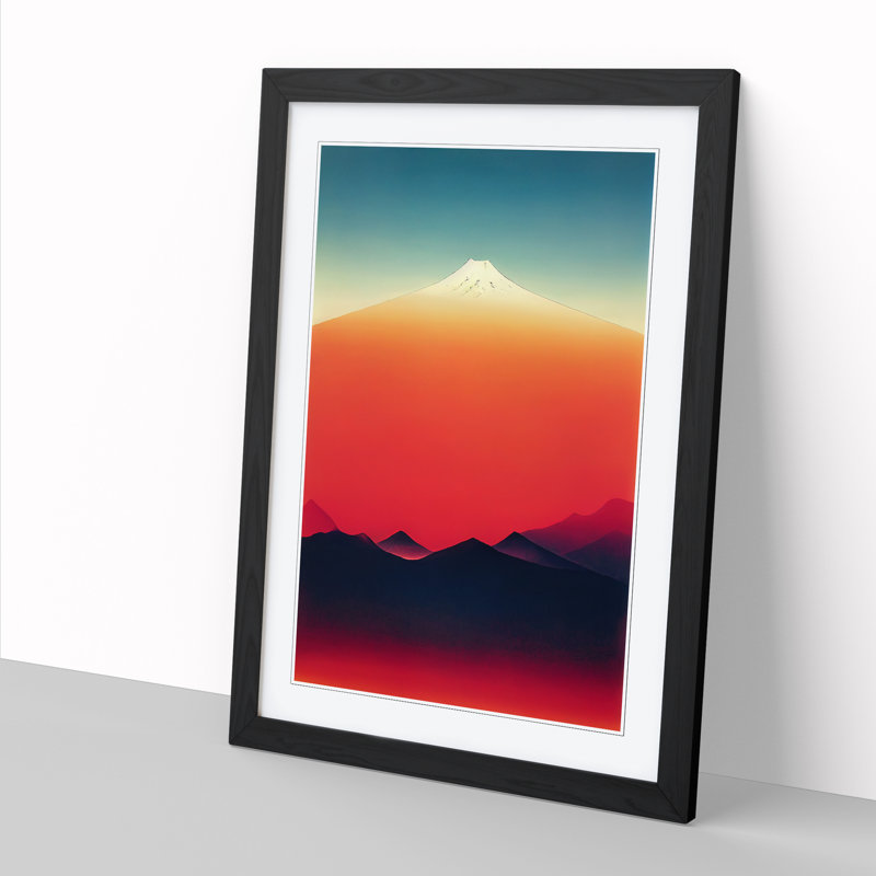 Middlebrooks Japanese Mountain Peak - Picture Frame Print, 34cm H x 25cm W x 2cm D, Walnut