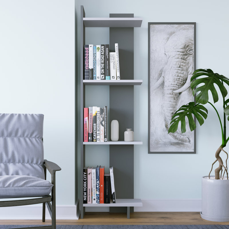 Rodney Bookcase Corner Bookcase, Anthracite-White