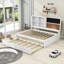 Lit de jour en bois Barnerd avec tablettes, tableau noir, ports USB et lit gigogne simple-356225528