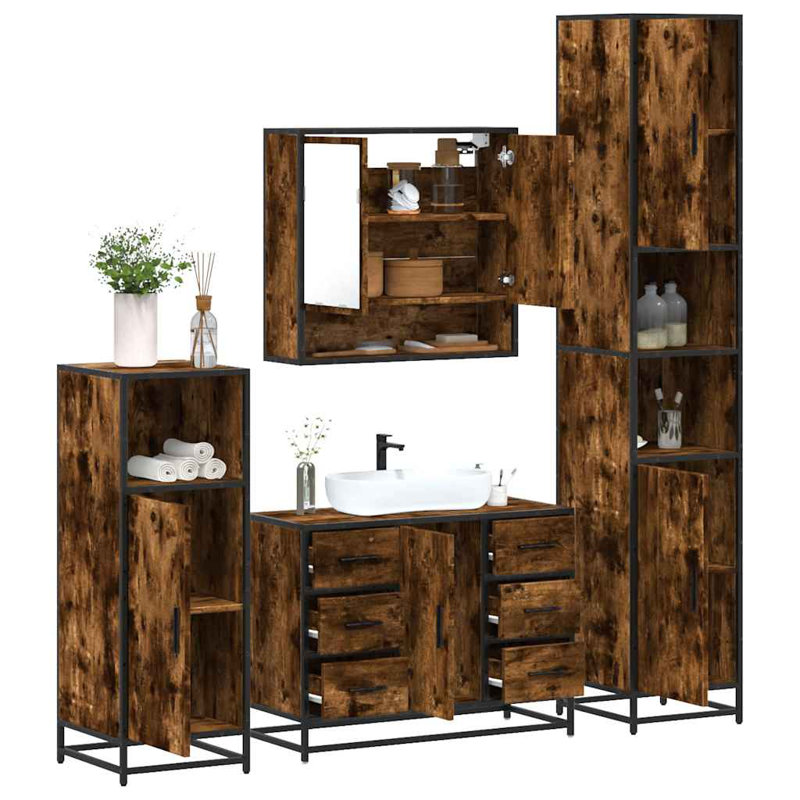 Shuntia Bathroom Furniture Suite, Rustric Brown