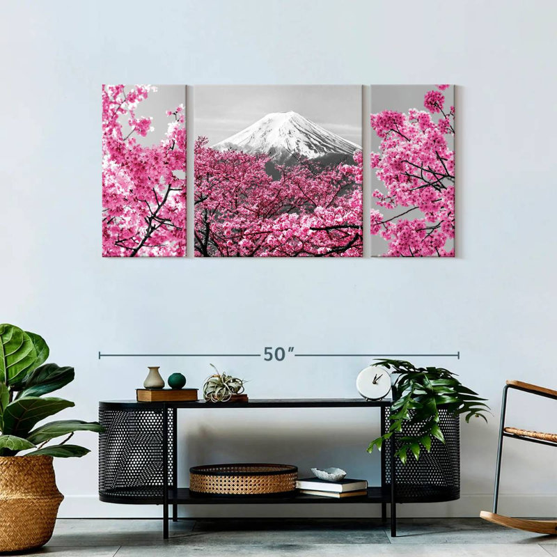 Mt. Fuji Sakuras Pop, reproduction d'art sur toile, H 24 po x l 51 po x P 1,25 po