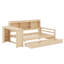Lit de jour multifonctionnel en bois avec tiroirs de rangement, bureau intégré, port de charge et tablettes-1409385374