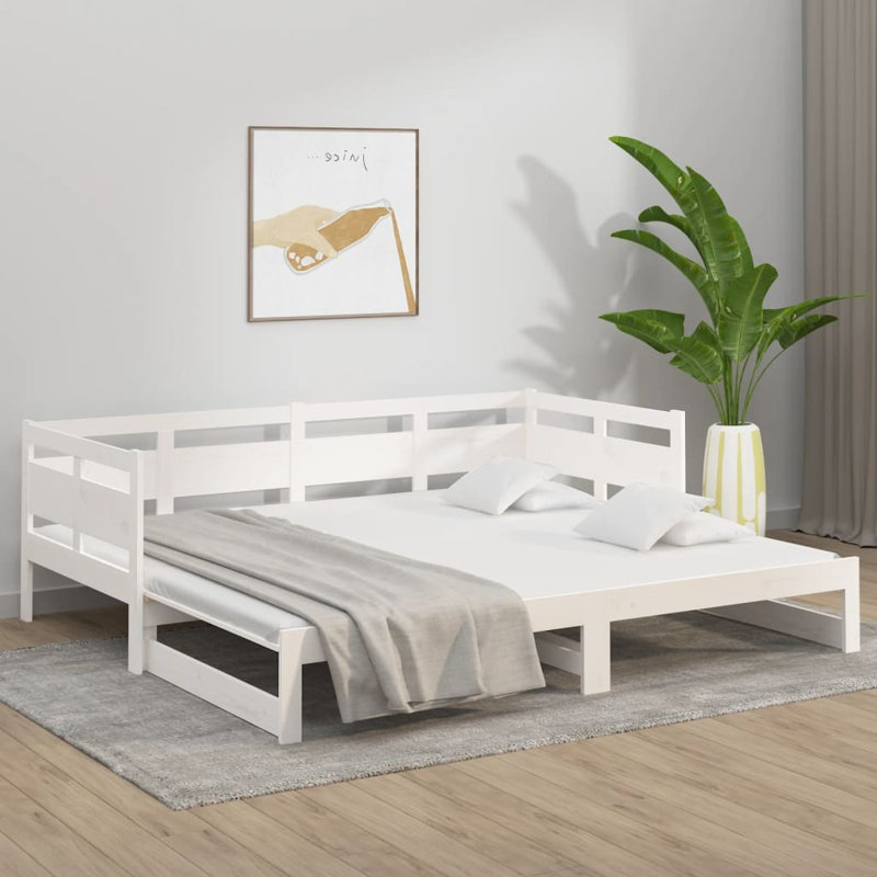 Alviso Solid Wood Daybed with Trundle, 80 x 200cm, White