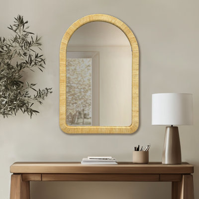 Nirvelli Natural Rattan Accent Wall Mirror with D-Ring Hangers
