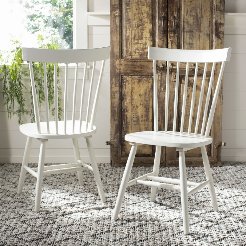 Matanna 17.3'' H Oak Solid Wood Side Chair, Off White