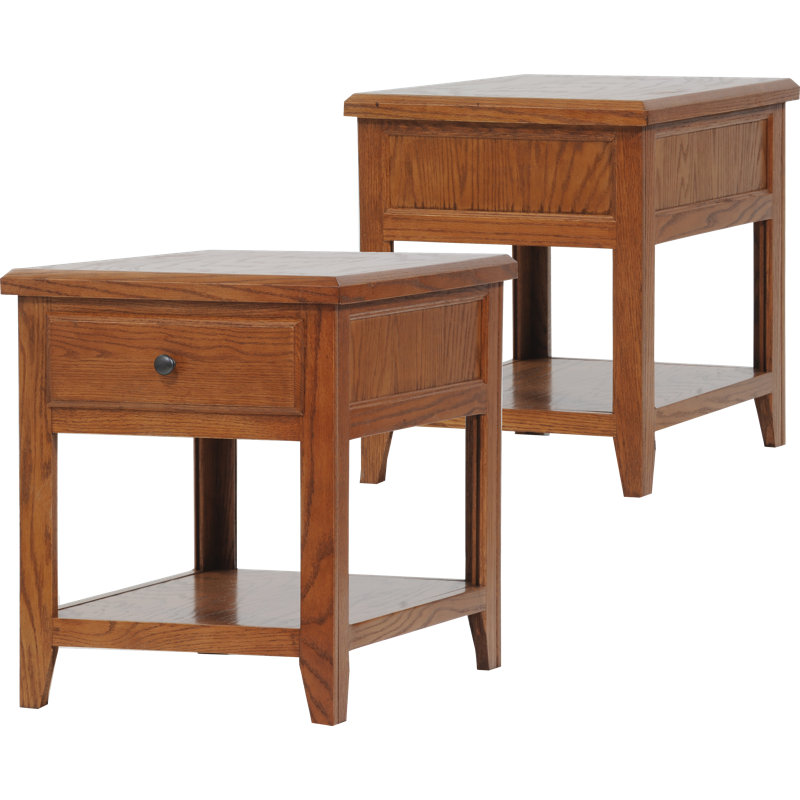 Table de bout en bois massif avec rangement Marka, Moyen