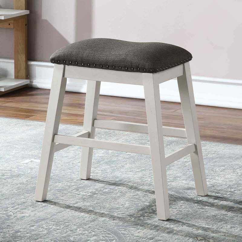 Transitional Style 7PCS Counter Height Dining Set, Wooden Dining Table With Storage Shelve Table Base & 6 Stools