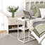 Table de bout en C avec station de charge, petites tables d'appoint pour salon, chambre à coucher, table de canapé avec ports USB et prises de courant pour petits espaces Table de canapé C Table de chevet rustique-1443382947-1443382948