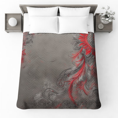  Couvre-lit floral gris