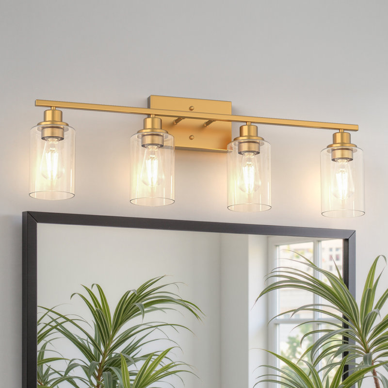 Éclairage de salle de bain industriel à 2 lumières pour salle de bain, Doré,  H 10,6 po x l 31,5 po x P 5,7 po 