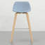 2 tabourets de style moderne épuré, siège en tissu bleu denim, pieds, placage de bois, 2 tabourets de comptoir avec pieds rétro