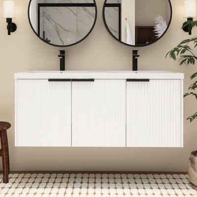 Meuble-lavabo mural 48 po avec double lavabo en résine