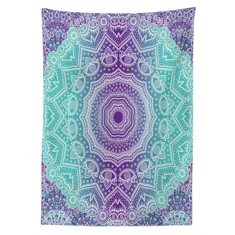 Dining Room Kitchen Tablecloth, 70" L x 52" W, Purple/Turquoise