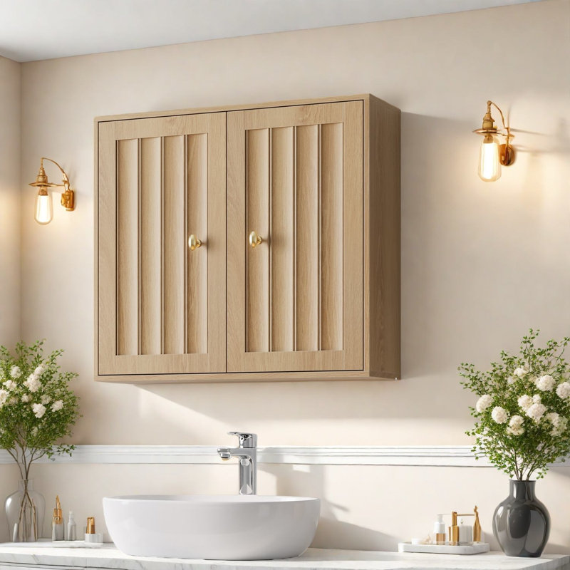 Armoires à pharmacie peu encombrantes, maison de salle de bain moderne rainurée en bois MDF