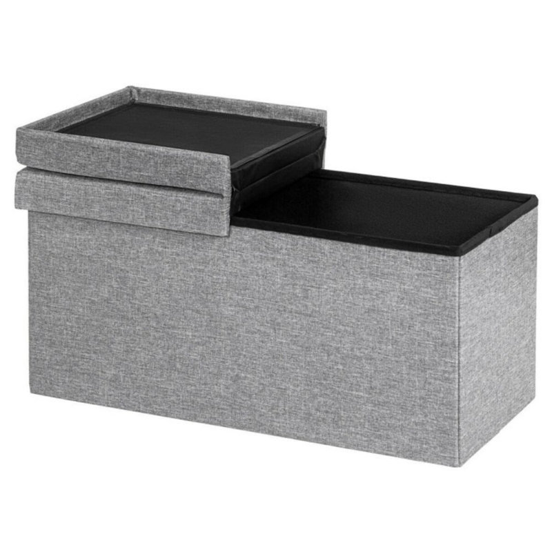 Mikell Upholstered Ottoman, Light Gray Polyester Blend