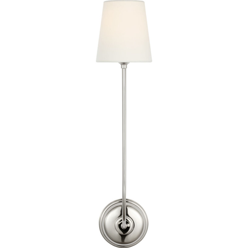 Vendome 26" Single Sconce with Linen Shade, Polished Nickel