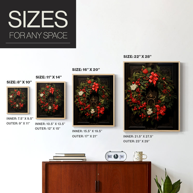 «Christmas Holiday Art DCLxxiii», reproduction d'art encadrée - bois massif, H 21 po x l 17 po, Naturel