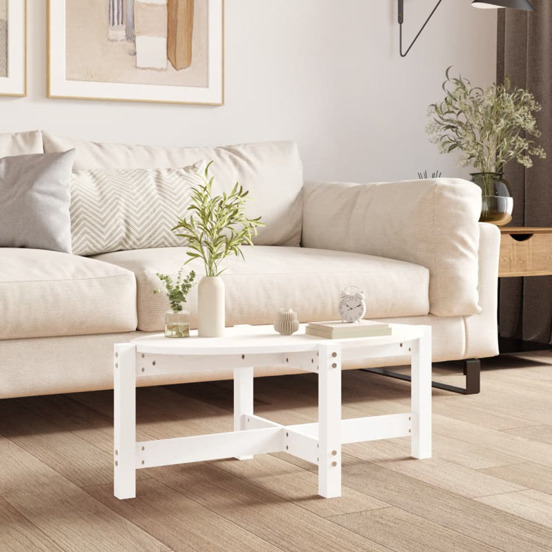 Wroblewski Solid Wood Four Leg Coffee Table, White, 35cm H x 87cm W x 48cm D