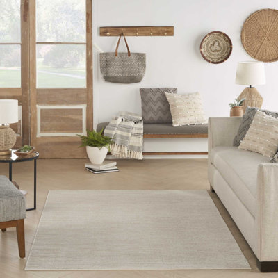 Mullican Sandy Solid Ivory/Beige Easy Care Indoor/Outdoor Area Rug