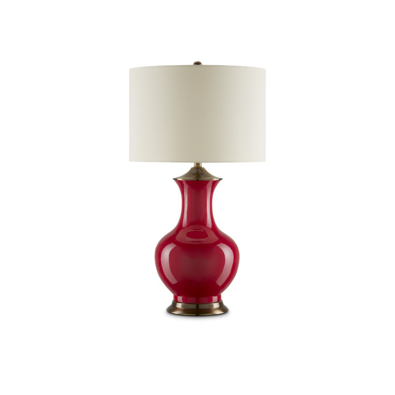 Lilou Table Lamp, Red/Antique Brass