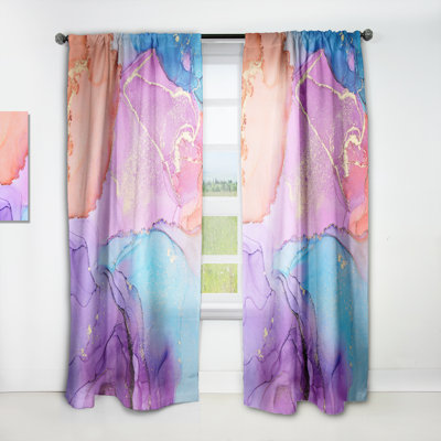 Mauve et bleu luxe abstrait Art fluide - Rideau abstrait - Velours obscurcissant - 1 panneau