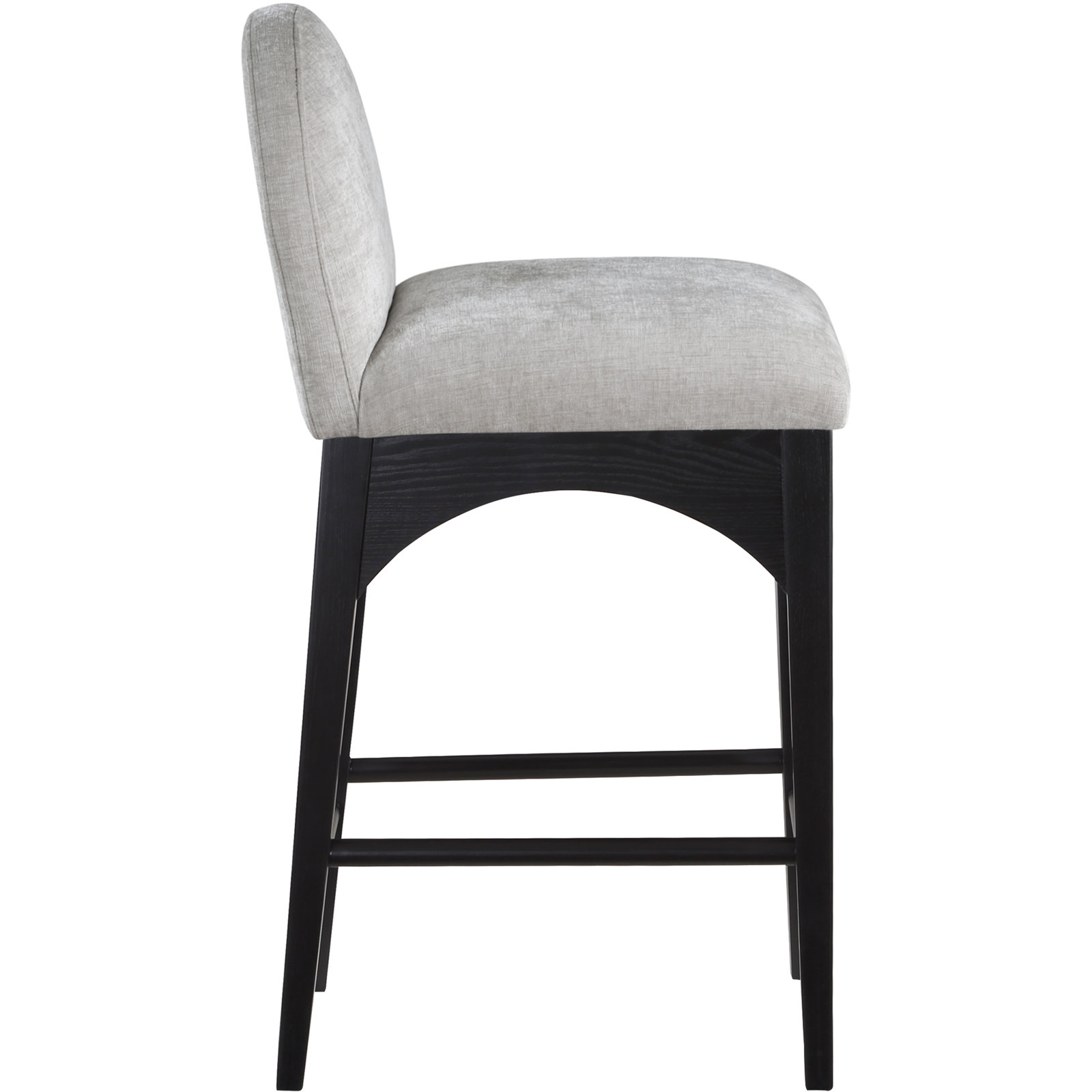 Waldorf 27" Bar Stool, Black, Gray Chenille