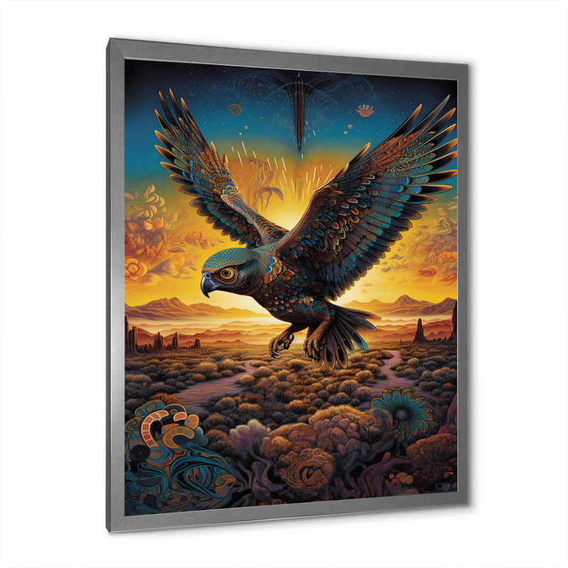 " Majestic Arcane Eagle ", Silver Single Picture Framed, 40" H x 30" W x 1.5" D
