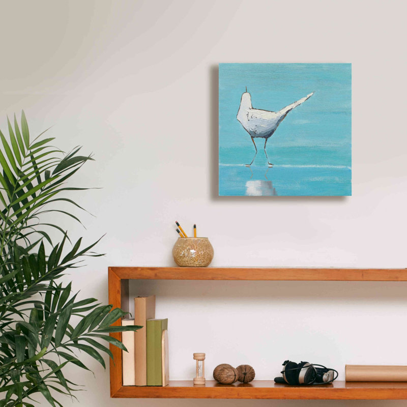 Egret II - peinture sur toile tendue, H 12 po x l 12 po x P 0,75 po
