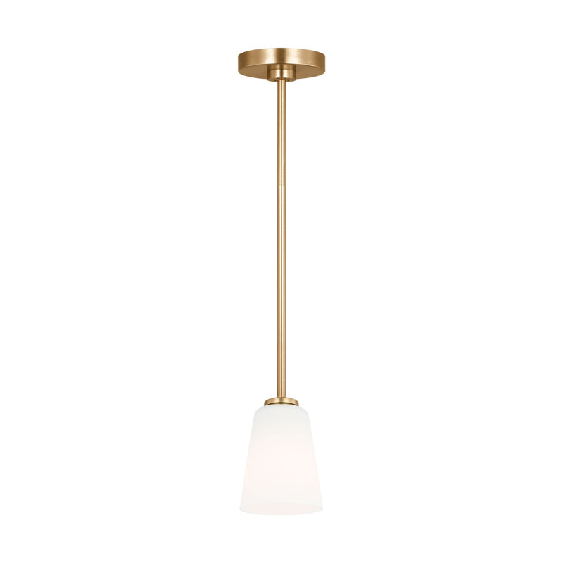 Miles One Light Mini-Pendant from Generation Lighting , Satin Brass, White