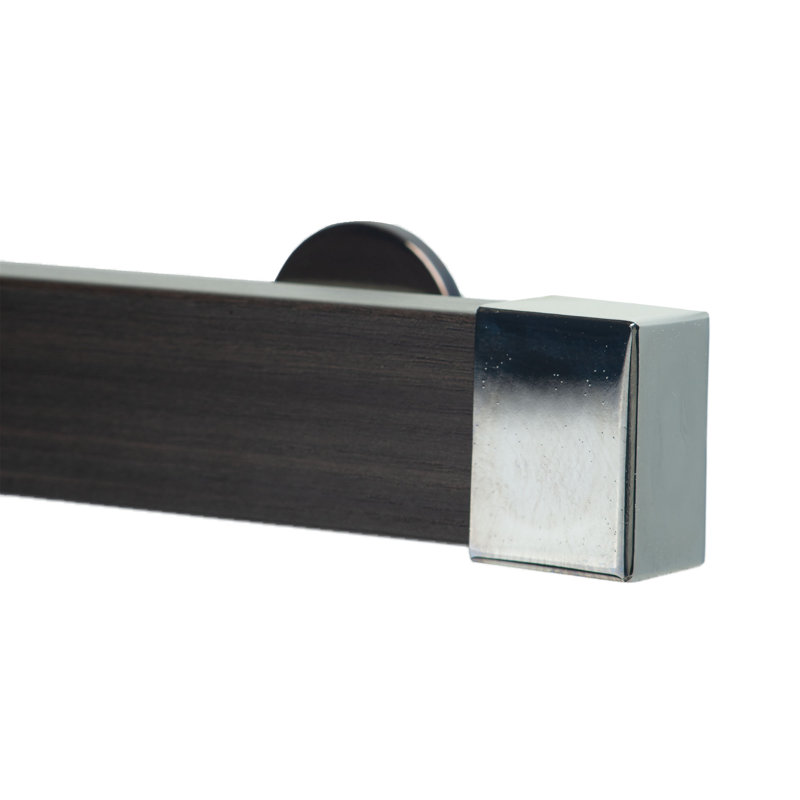 Tringle à rideaux simple en bois 2 po, H 2 po x l 48 po x P 3,12 po, Chrome