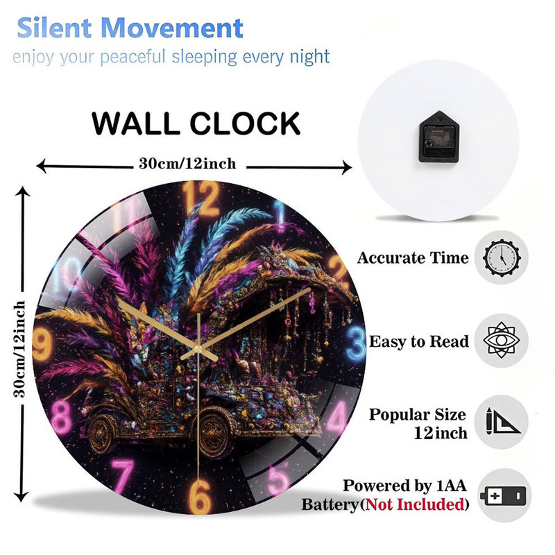 Horloge murale moderne en verre 12 po