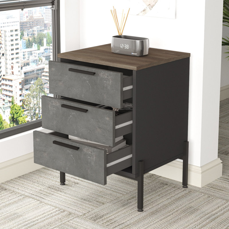 Roshaad Modern Office Furniture Set, 100% Melamine Coated Particle Board, Brown/Grey/Anthracite | Study Desk: 70.9 x 29.5 x 35.4 in, Nesting Table: 31.5 x 18.1 x 23.6 in, Drawer: 21.3 x 27.6 x 17.5 in | Stylish & Functional Design