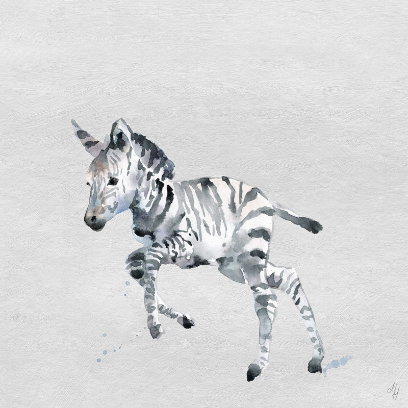 Leroy Running Zebra - Print on Canvas, 45cm H x 45cm W