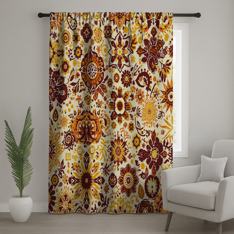 Rideaux à motif floral ornemental, voilages et voilages à motif floral - 1 panneau, 50 po x 92 po - 1 panneau, Transparent