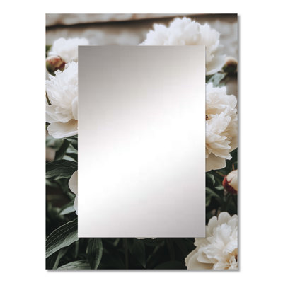 Close Up Photo Of Peonies Petal Bloom - Peonies Large Mirror, Traditional Decorative Wall Mirror, Printed Metal Art