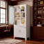 Armoire de rangement autoportante: lin blanc de 70 po + garde-manger + armoire - portes en verre trempé, tablettes réglables robustes, utilisation dans plusieurs pièces (salle de bain / cuisine / salon / salle à manger / bureau)
