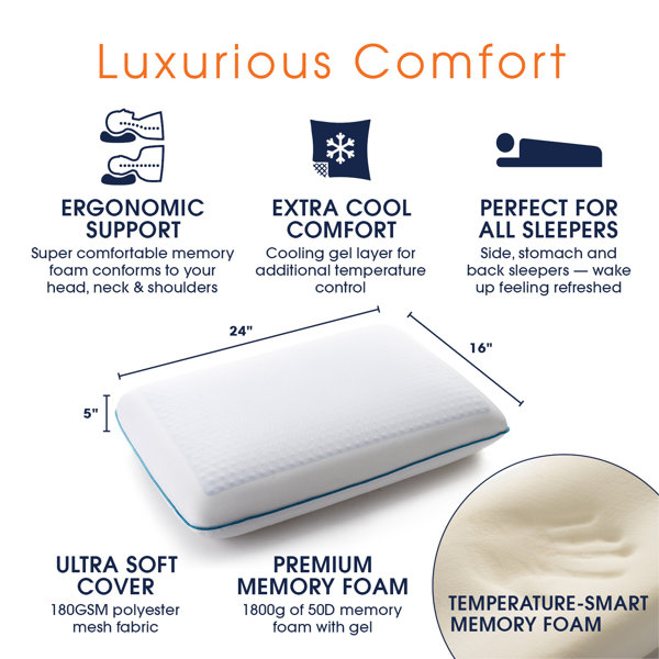 White Noise Grandstaff Memory Foam Plush Cooling Pillow & Reviews