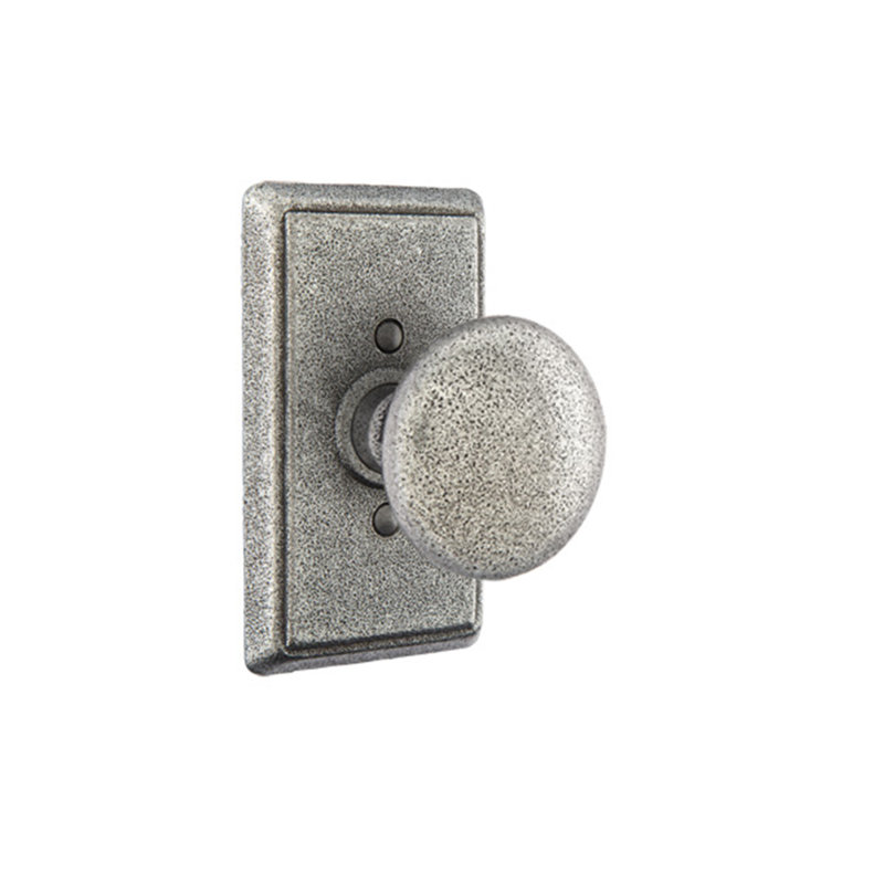 Bouton de passage avec n°3 rose Jamestown, Acier inoxydable satiné