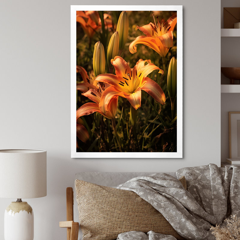«Lilies Field of Beauty Dreamscape», reproduction, 44" H x 34" W, White Picture Framed