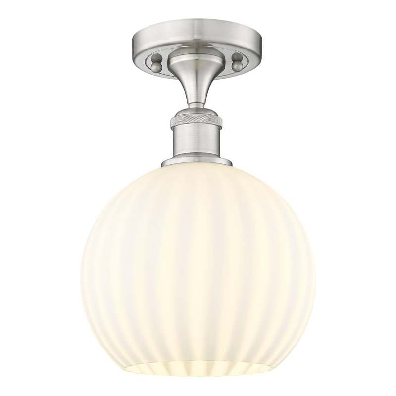 Plafonnier semi-encastré 1 lumière Ballston - Adriao, H 13 po x l 10 po x P 10 po, Nickel satiné brossé