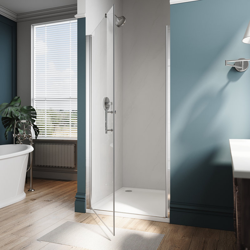Porte de douche sans cadre 28 po x 72 po avec porte en verre trempé 1/4 po et poignée en acier inoxydable