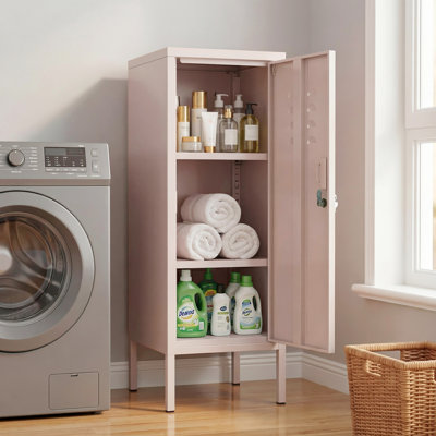 Armoire de rangement en métal - Grande armoire étroite de qualité supérieure avec 2 tablettes amovibles, trous de ventilation et conception compacte
