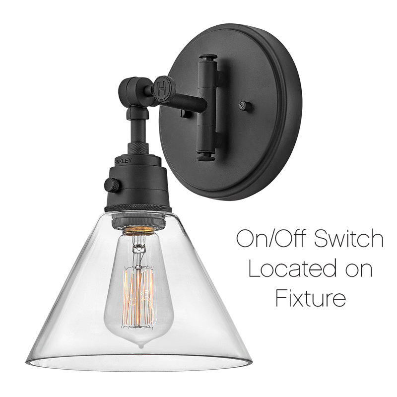 Arti Medium Adjustable Swing Arm Wall Sconce with On/Off Switch, Black, 12.25" H x 7.5" W x 9" D