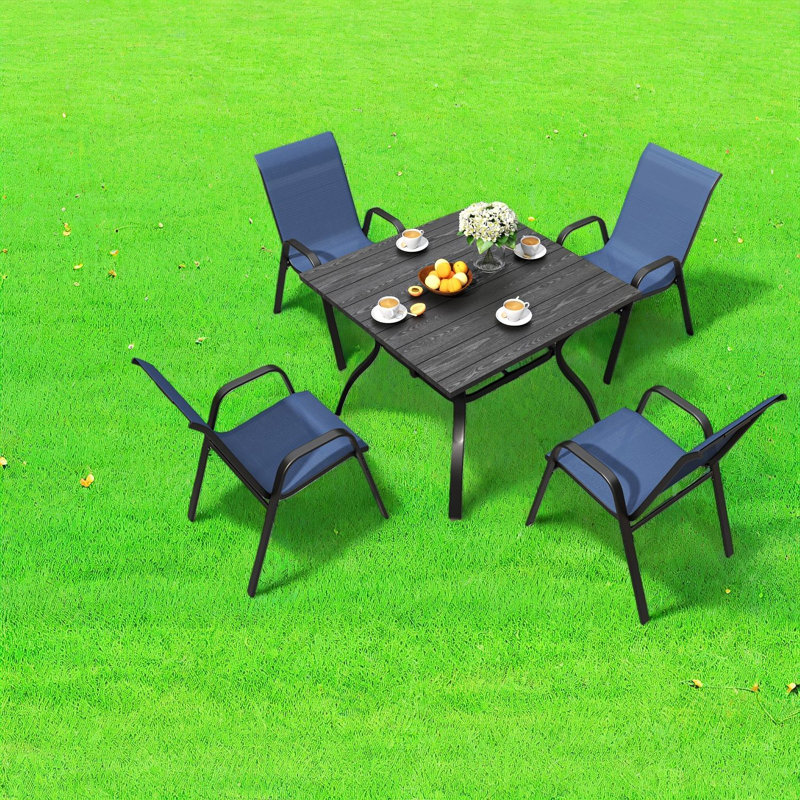 Ensembles de salle à manger de patio industriels en métal avec conception imperméable, idéal pour le jardin et le balcon
