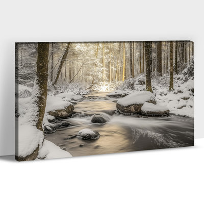 Grande forêt hivernale, art mural sur toile, paysage enneigé, arbres de pin de la nature, scène de Noël, affiche, peinture, œuvre d'art murale pour salon, maison de vacances, 32 po x 48 po