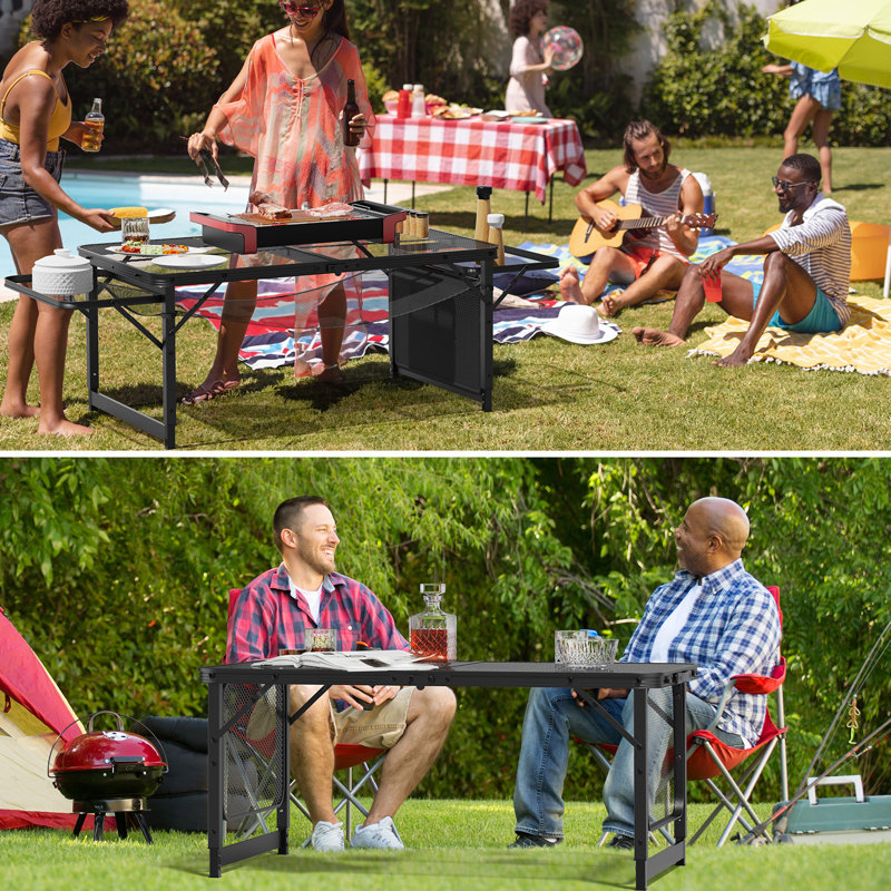 4.7Ft. Black Patio Rectangular Folding Table