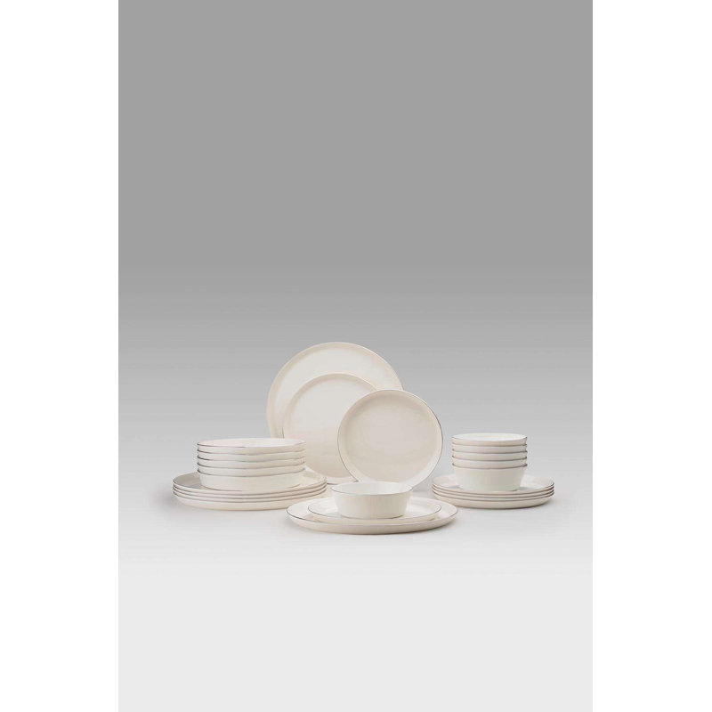 Service de vaisselle, Blanc / argenté