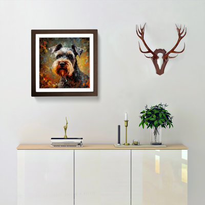Schnauzer Neo-Impressionism - Single Picture Frame Print on Wood
